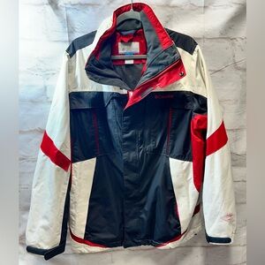 Columbia Bugaboo Jacket Mens Black Red White Hooded Hiking Winter jacket‎ size M